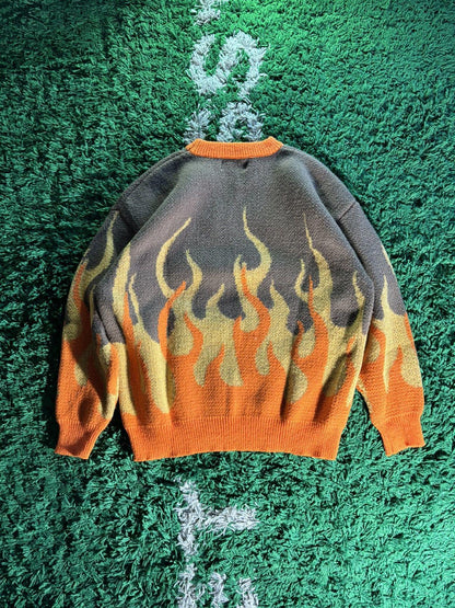 Vtg Japanese Style Flame Pullover