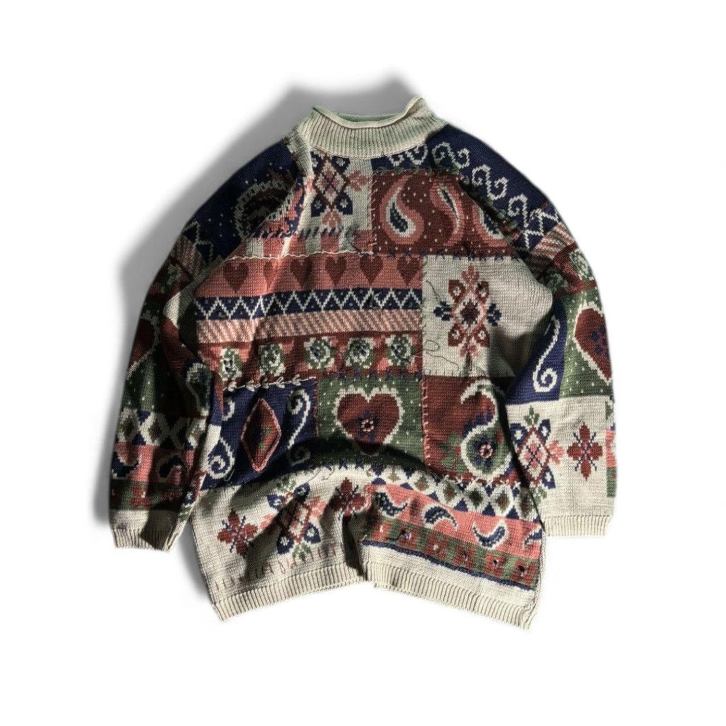 Vintage Abstract Hearts Pullover
