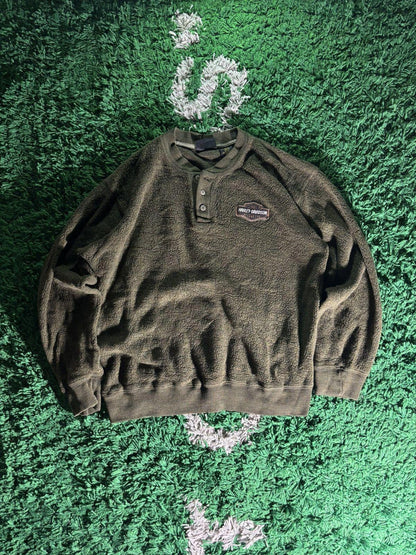 Vintage Harley Davidson Quarter-Button Pullover