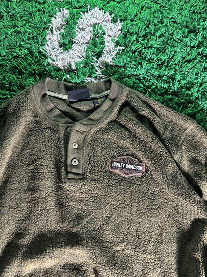 Vintage Harley Davidson Quarter-Button Pullover