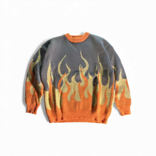 Vtg Japanese Style Flame Pullover