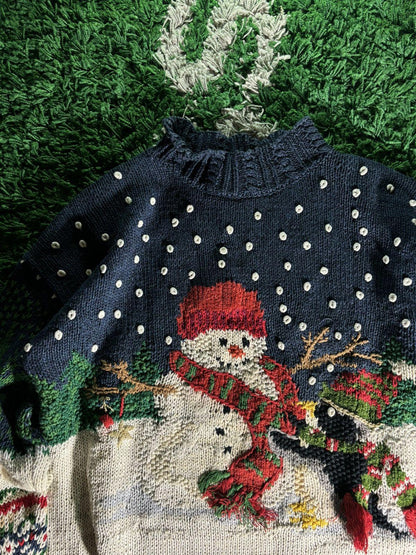 Vintage Christmas Snowman Pullover