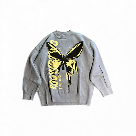 Vtg Japanese Style Butterfly Pullover