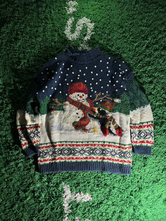 Vintage Christmas Snowman Pullover