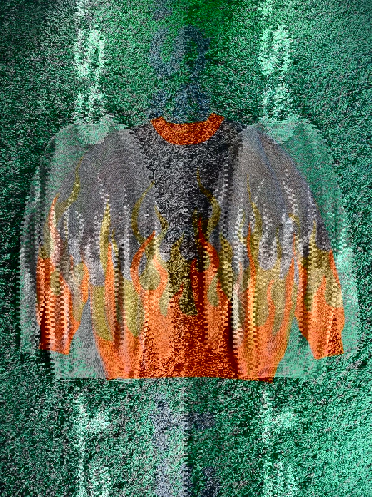 Vtg Japanese Style Flame Pullover