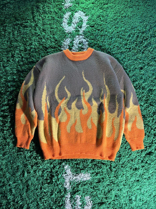 Vtg Japanese Style Flame Pullover