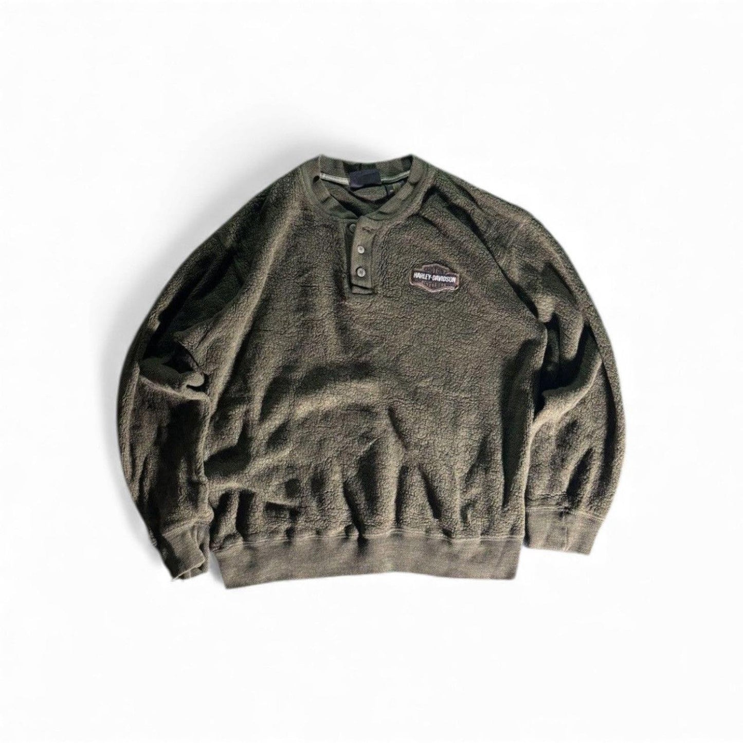Vintage Harley Davidson Quarter-Button Pullover