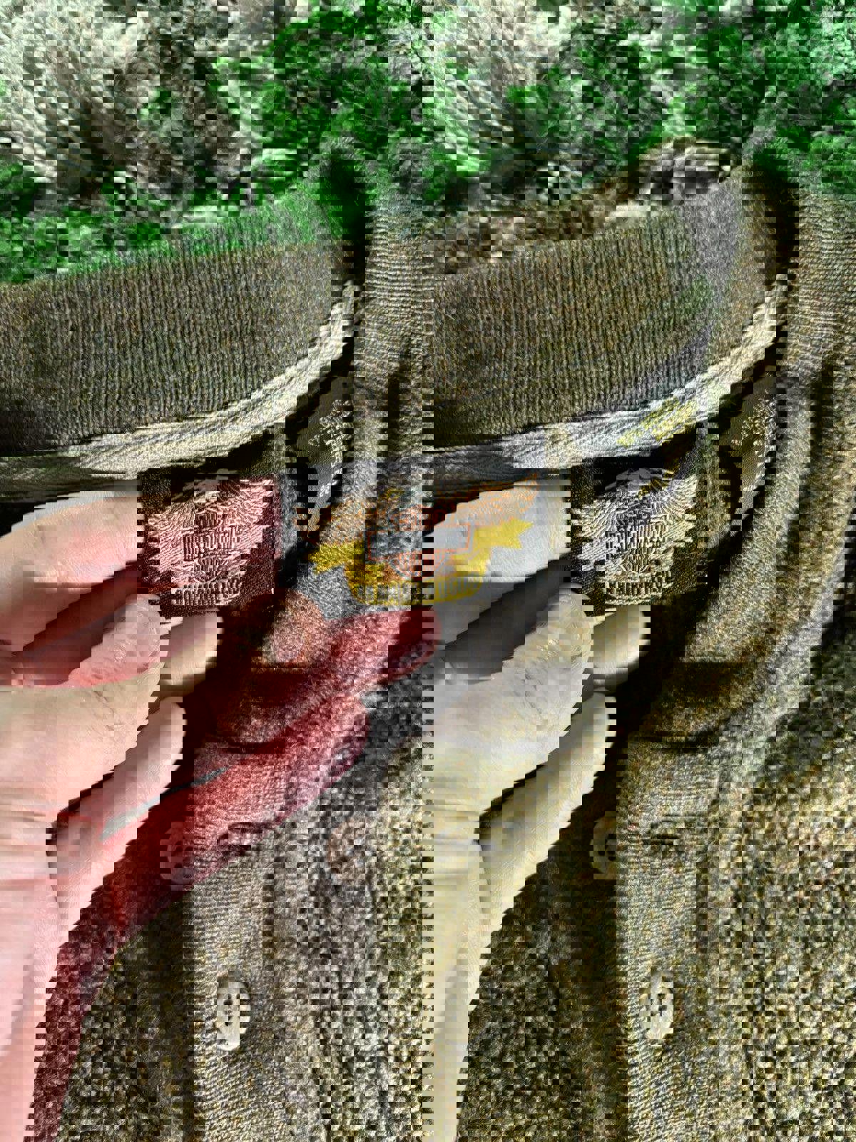 Vintage Harley Davidson Quarter-Button Pullover