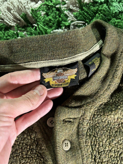 Vintage Harley Davidson Quarter-Button Pullover